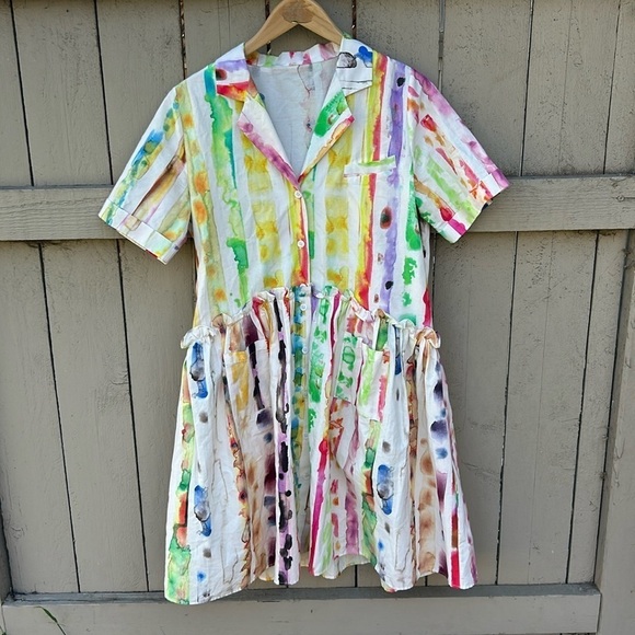 Rosie Assoulin Printed Knee Length Dress Bohemian Festival Luxury Spring Summer - Picture 1 of 7